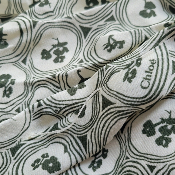 Chloe Pintucked Crepe Psychedelic Flower Print Shift Dress Size 42 - Picture 7 of 13